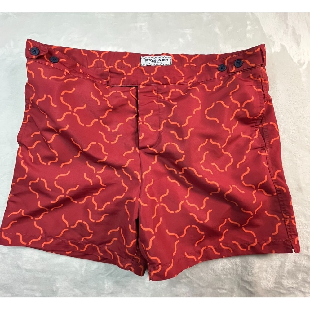 FRESCOBOL CARIOCA Mens 36 Swm Trunks Shorts 4" inseam Red Orange Short